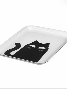 IKEA Kustfyr Serving Tray 8"x11  Halloween Cat Pattern New